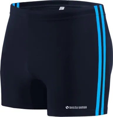 Produktbild von Sesto Senso Herren Badehose Sportlich wasserdicht zum Schwimmen enganliegende Bademode Größe L Blau