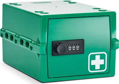 Produktbild von Lockabox Mini™ Aufbewahrungsbox mit Zahlenschloss – Abschließbarer Medikamentenschrank – Grün