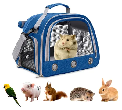 Produktbild von Kleine Haustiertragetasche für Meerschweinchen, Kaninchen und andere Kleintiere, blau