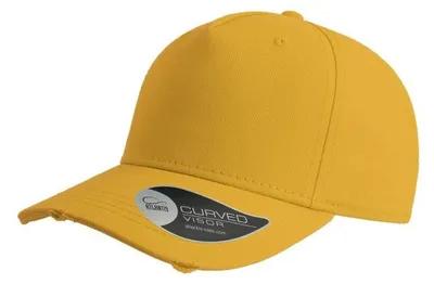 Image de Casquette de baseball Atlantis Cargo à 5 panneaux et visière au look usé LT912 (taille unique) (jaune)