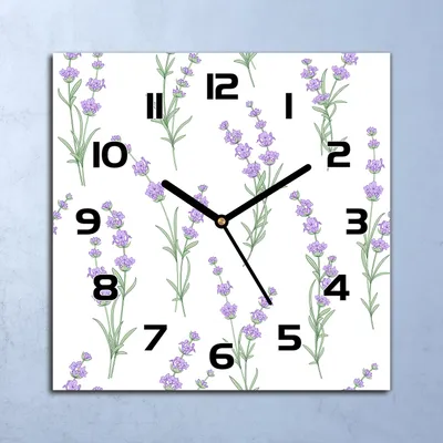 Produktbild von Wanduhr Echt-Glas-Küchenuhr Lavendelblüten lila Quarz 30x30 Deko Bilder