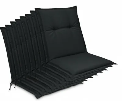 Immagine prodotto di Beautissu Set di 8 cuscini per sedie a schienale basso Base NL, 100x50 cm, grafite