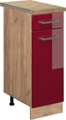 Image de Meuble cuisine Vicco R-Line Rouge brillant 30cm , PT Chêne, Model 46872