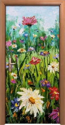 Produktbild von Türposter 90x200 cm Türaufkleber Türtapete Türfolie Klebefolie Blumen Malerei Natur