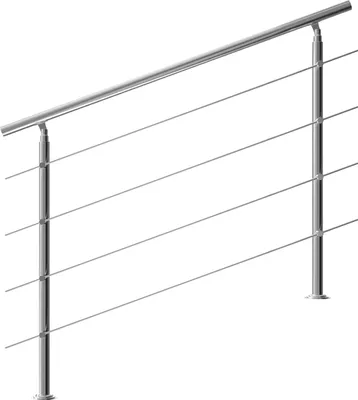Immagine prodotto di Monzana Ringhiera per scale acciaio 150cm 4 traverse interno esterno corrimano da parete parapetto