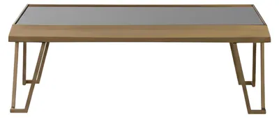 Zdjęcie produktu dla Złoty stolik kawowy – minimalistyczny styl, nowoczesny design, metalowa rama