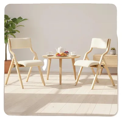 Obrázek produktu pro Skládací dřevěná židle, ergonomický design, úspora místa, BÍLÁ