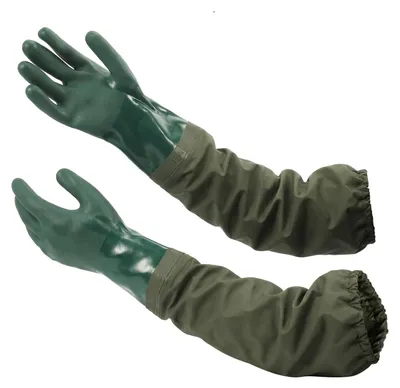 Lange PVC-Arbeitshandschuhe, wasserdicht, Grün, wiederverwendbar