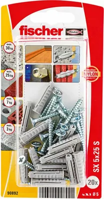 Obrázek produktu pro Fischer 90892 hmoždinky 20 ks Kovové, plastové kulaté