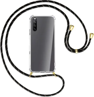 Produktbild von Handykette Backcover-Schutzhülle mit Band (Metall goldfarben) für Sony Xperia 10 III - schwarz/gold