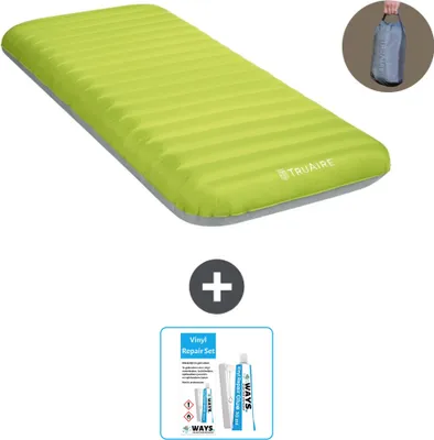 Produktbild von Intex Campingmatte - 1 Person - 76 x 191 x 17 cm - Grün - Inklusive Pumpe - Reperaturset