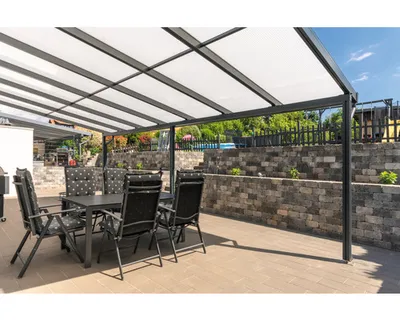 Produktbild von Terrassenüberdachung gutta Premium Polycarbonat klar 712 x 506 cm anthrazit