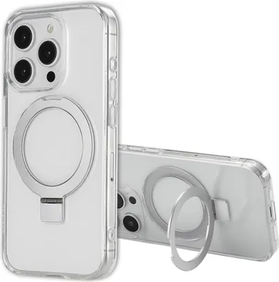 Image de Accezz Ring Stand Backcover avec MagSafe pour l'Apple iPhone 15 Pro - Transparent