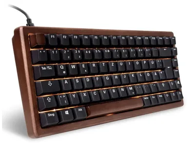 Produktbild von Sharkoon 100068081, 75%, Kabelgebunden, USB, QWERTZ, RGB-LED, Schwarz, Holz