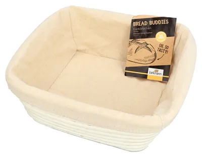 Produktbild von IRKMANN Gärkörbchen mit Bezug, quadratisch, L 25 x B 25 x H 9 cm, bis 2500 g Teig, nachhaltig, aus P