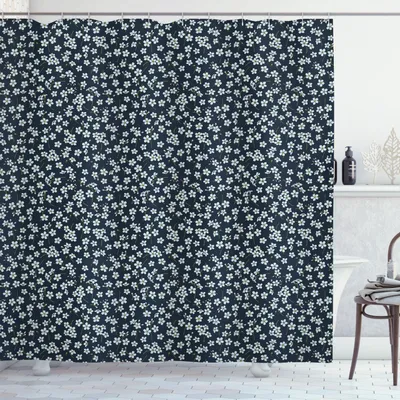 Immagine prodotto di ABAKUHAUS Tenda da doccia con margherite, grazioso motivo floreale con fiordalisi e camomilla, 175 x 200 cm, azzurro petrolio
