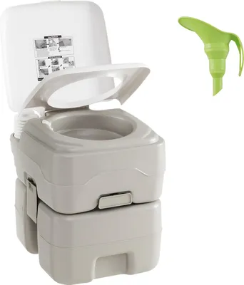 Produktbild von GOPLUS campingtoilette, tragbares Campingklo mit T-förmigem Wasserspülsystem & ausziehbarem Trichter, Trockentoilette bis 200 kg belastbar für Angeln