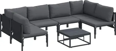 Immagine prodotto di vidaXL Set di divani da giardino con cuscini 7 pezzi in acciaio nero
