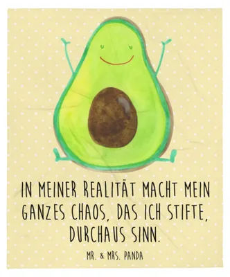 Produktbild von Mr. & Mrs. Panda Decke Avocado Glücklich - Gelb Pastell - Geschenk, Kuscheldecke, Chaos, Wohndecke, Verrückt, Gesund, Winterdecke, Bettdecke, Tagesdecke