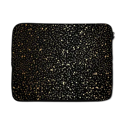 Produktbild von MuchoWow® Laptop Hülle 15 Zoll Gold - Schwarz - Tupfen - Muster Laptoptasche - Laptoptasche - Sleeve - Rundum-Schutz