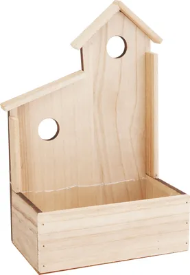 Produktbild von Pflanzschale aus Holz im Häuschen-Design, 21 cm Länge, 12 cm Breite, 33 cm Höhe
