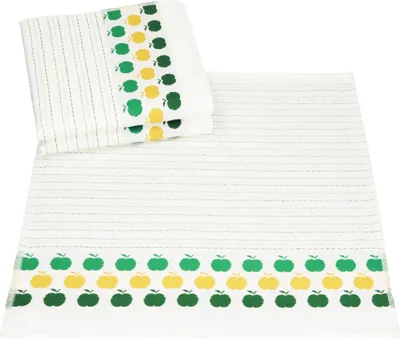 Produktbild von Betz 3 Stück Geschirrtücher Küchenhandtuch Gläsertücher 100% Baumwolle Motiv FRÜCHTE Größe 50 cm x 50 cm Farbe - grün - Apfel