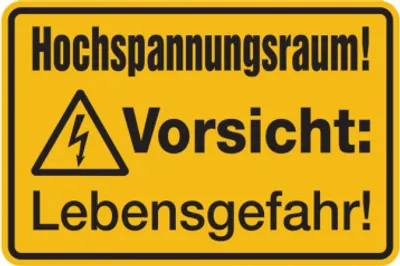 Produktbild von Dreifke® Warnschild, Hochspannungsraum! Vorsicht: Lebensgefahr!, 200 x 300 mm...