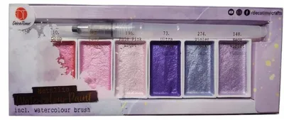 Produktbild von DécoTime Metallische Aquarellfarben mit Pinsel, 6 Farben