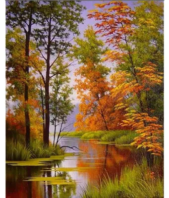 Produktbild von Diamantmosaik: Herbst am Fluss, 30 x 40 cm – Creative Diamonds