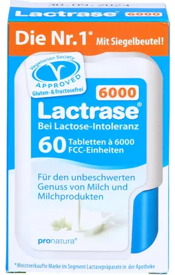 Productafbeelding van Lactase 6000 voor mensen met lactose-intolerantie, tabletten, 60 tabletten