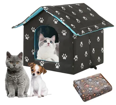 Produktbild von Winterfeste Katzenunterkunft für den Außenbereich mit abnehmbaren Kissen