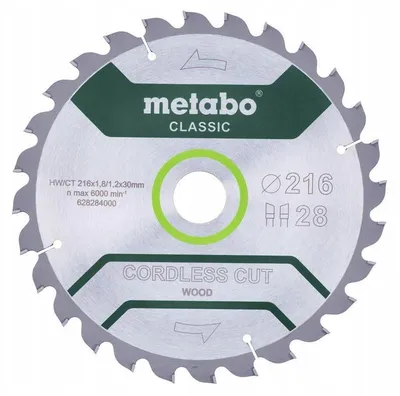 Zdjęcie produktu dla Metabo Piła Tarczowa Hw/Ct 216X30X28Z Cordless Cut Wood Professional