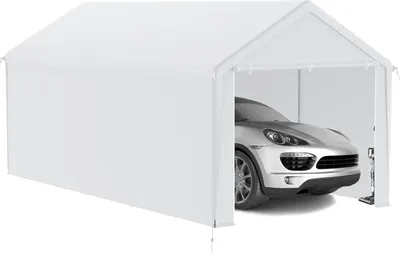 Image de JOIEYOU 3x6m Abris de jardin 18㎡ Tente de jardin pliante protection UV Tente de garage avec parois latérales & ouvertures d'aération étanche Abri de jardin en toile PE & cadre métallique Outdoor Carport (Blanc)