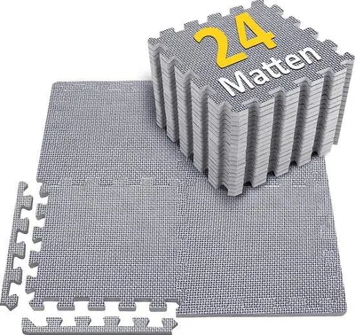 Produktbild von Schutzmatten für den Boden – Fitness-Set – 24 Puzzlematten (33% mehr Stück) – EVA-Sportmatte, rutschfeste Bodenmatte für Fitnessgeräte und Trainingsgeräte
