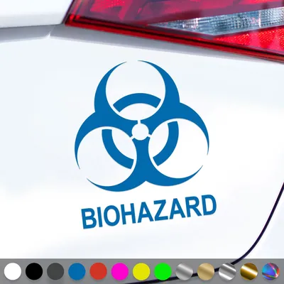 Produktbild von PantherPixel Biohazard Aufkleber Hinweis Warnung Vorsicht Sticker Auto Geschenkidee Farbe Blau