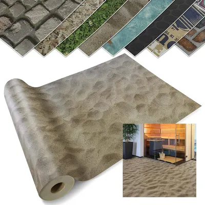 Produktbild von 3D CV-Belag Sand extra abriebfester PVC Bodenbelag mit 3D Effekt Foto-Druck Sandstrand 200x400 cm