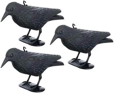 Produktbild von PromoHome® Schwarzer Kunststoff Vogelscheuche Set - 3 Stück Taubenabwehr, 20 x 36 x 8 cm