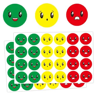 Emotions-Aufkleber 1440 Stück, 2,5 cm, 3 Farben, Belohnungssticker