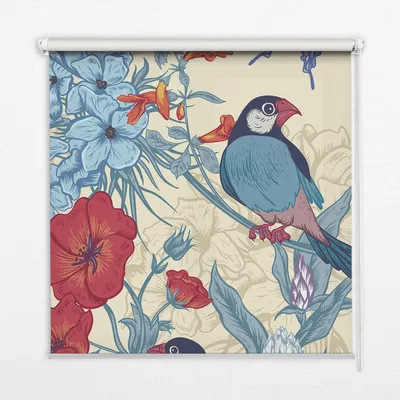 Produktbild von Seitenzug-Rollo Fensterrollo Jalousie - Lichtdurchlässig Springrollos - 130x180 cm - Vögel inmitten der Blumen