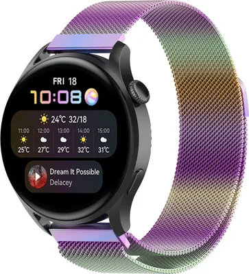 Produktbild von Strap-it Huawei Watch 3/3 Pro Milanese Armband (Regenbogen)