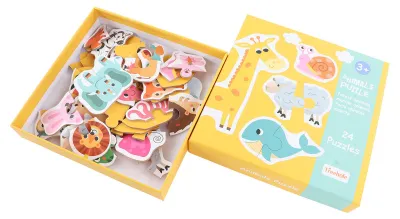 Produktbild von Cartoon Tier Muster passende Puzzle Kinder Holz lustige süße Puzzle Set pädagogisches Spielzeug
