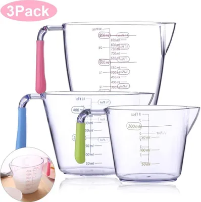 Produktbild von Messbecher Set,200ML 400ML 900ML Messbecher Hitzebeständig,Messkanne Kunststoff, Messbecher Transparent
