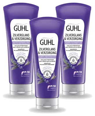 Productafbeelding van 3 x Guhl Zilverglans & Verzorgende Haarmasker - 200 ml - Voordeelverpakking - 3 stuks