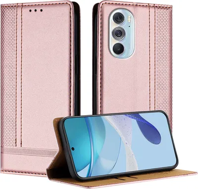 Produktbild von Handyhülle für Motorola Edge 30 Pro Leder Flip Klappbare Schutzhülle mit Standfunktion Pink