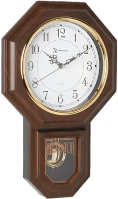 Image de Horloge murale Fenrir Westminster Chime avec pendule en bois de chêne, 44 x 28 cm, noyer