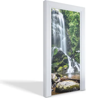 Produktbild von Wandtattoos Türen Selbstklebende Wandsticker Türtapeten - Waldwasserfall - 95 x 205 cm