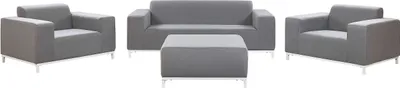 Produktbild von BELIANI Lounge 5er Set Grau Dekorativ Loungeset Praktisch Klassisch weißes Untergestell Traditionelles Design