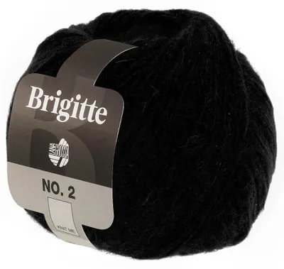 Zdjęcie produktu dla Lana Grossa BRIGITTE nr 2, włóczka 50 g, 140 m, mieszanka alpaki i bawełny, przędza do szydełkowania i robienia na drutach, kolor 036 - czarny