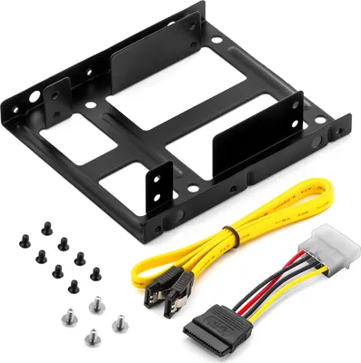 Produktbild von deleyCON Einbaurahmen Set - für 2X 2,5" Festplatten SSD's auf 3,5" Adapter Wechselrahmen Mounting Frame Halterung Schienen inkl. Schrauben SATA Kabel und Stromadapter