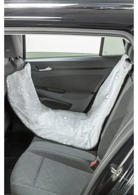 Produktbild von TRIXIE Graue Autoschondecke mit Pfotenprint für Vorder- & Rücksitz - grau/schwarz - 0,65 × 1,45 m